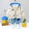 Clothing Sets 0 4 years old autumn fashion cute car baby suit boys and girls long sleeved striped three piece children's sports 230105