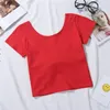 Pulls pour hommes Vêtements d'été pour femmes Y2K Crop Top Sexy Cropped Noir Rouge Blanc Col en V Boutons XL T-shirt Femme Vintage Tshirt Tee Shirt