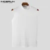 Tanques masculinos Incerun 2023 Men Moda Knit Colds Holida de férias macho sólido Party Party Nightclub High Neck Cisture Coloat S-5xl