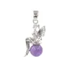 Yowost Natural Round Round Gemstone hanger Fairy Angel Wings Elf Amethyst Lapis Lazuli Opal Rose Quartz Hanger Charm Jewelry Accessories BH029