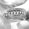 Vecalon chain ring kobiety mężczyźni biżuteria 120 sztuk imitacja diamentu Cz 925 Sterling Silver lover pierścionek zaręczynowy obrączka