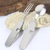 Dinnerware Sets Outdoorcamping Portable Fork Knife Tableware Tools Stainless Steel 3 In1 Multi-Function Folding Spoon&ampFork Travel