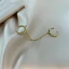 Badu – boucles d'oreilles créoles pour femmes, 1 pièce, deux trous d'oreille, Piercing, cristal Zircon, couleur or argent, chaîne en cuivre, bijoux de fête