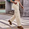 女性の弾性ウエストストレートパンツローライズ貨物ビンテージロングデニムパンツカジュアルルーズジーンズのズボン