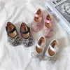 Flat Shoes CAPSELLA KIDS Princess Leather For Girls Bow Tie Diamond Children Water Drill Korean Students 21-36