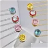 Pendant Necklaces Candy Color 925 Sterling Sier Jewelry Woman Necklace Heart Circle Square Zirconia Gold Designer White Pink Diamond Dhkwr