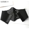 Cinture in finta pelle di coccodrillo moda donna elasticizzata cintura nera cintura decorativa stile punk versatile abito cappotto cintura da donna