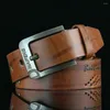 Riemen 1 stc designer zwart brede lederen riem tailleband vintage mannen pin buckle bezaaid voor vierkante taille toegang t6n8