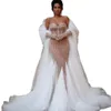 Lussuosi abiti da sposa a sirena con perline Abito da sposa sexy con scollo a cuore Abito in tulle con volant su misura Vestido De Novia