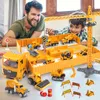 Diecast Model Alloy Engineering Bulldozer Crane Construction Truck Tower Designer för pojkar Spela grävmaskiner Set Toys Kids 230105