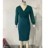 Casual Dresses Autumn Winter Dress Women 2023 Sexig V-ringning Bright Silk Long Party Plus Size Slim Office Pencil BodyCon