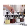 Storage Bottles Jars Glass Spice Jar Set Spoon Cap Sealed Seasoning Bottle Pp Sile Soda Kitchen Organize Household Spoons Integrat Dhhiv