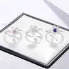 Cluster Rings Fashion Cherry Blossom Silver Plated Jewely Cute Temperament Flower Crystal Simple Exquisite Opening XZR020