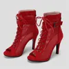 Sommerschuhe Zehensandalen Peep Woman Sexy Cut-Outs Gladiator Stiefeletten Schnür-High Heels Rot Party Weiblich Große Größe 55170 95942 24862