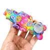 Colorful Violent Bear Shape Silicone Smoking Pipes For Dry Herb Tobacco Set Angry Bears Design Hand Pipe With Glass Bowl