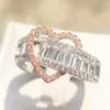 Wedding Rings Bamos Female Heart Promise Love Ring Luxury Cubic Zirconia Engagement For Women Fashion Jewelry Accessories