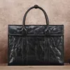 Briefcases Genuine Leather Men's Business Briefcase First Layer Cowhide Luxury Computer Handbag Women High Quality Fashion Messenger Bag