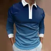 Men's Polos Male Casual Autumn Printed T Shirt Turn Down Collar Long Sleeve Tops Cheer