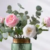 Obiekty dekoracyjne figurki 6pcs prawdziwe dotyk róże kwiat sztuczny lateks Królewskie Pioniki białe fałszywe pionie