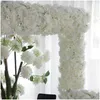 Dekorative Blumenkränze, 60/55 cm, weiße künstliche Blumenreihe mit grüner Netzbasis aus Kunststoff, Hochzeits-Requisiten, Dekoration, Fenster, Veranstaltung, Dheo8