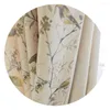 Curtain Cotton Linen Curtains For Living Room Beige Branch Printed Window Bedroom Vintage Drapes Blind Panels Decor