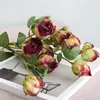 Flores decorativas Burnt Edge Artificial Rose Hand Letter Simulation Creme Roses de buquê POXHE PONTRA DE FLOR FLORESTEMENT GARDEN