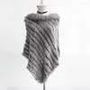 Schals Herbst Winter Frauen Echte Gestrickte Pelz Poncho Waschbär Pashmina Wraps Dame Capes Weibliche Stola VF5026