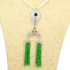 Hänge halsband topp kvinnor design vintage smycken kristall sötvatten pärla pärlor sträng kedja rosa röd tofs lång halsband