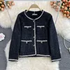 Kurtki damskie Wysokiej jakości jesień zima koreańska moda wełniana płaszcz kobiety francuskie vintage małe zapach Tweed Jacket Ladies Tops