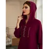 Ethnic Clothing Moroccan Diamond Kaftan Dubai Abaya Muslim Dress Women Hooded Party Arab Gown Jilbab Islamic Turkey Eid Caftan Ramadan