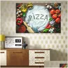Resimler Mutfak Boyama Sanat Duvar Resimleri Pizza Yemek Modern Resim Baharat Poster ve Oturma Odası Dekor Damla Dh6dy Teslim