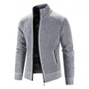 Herrtröjor Herrmästare Winter Jacket Pat Stand Collar Casual Slim Sweater Cardigan Quality Man kläder Sticked 3XL