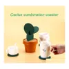 Mats Pads Table Coasters Diy Cactus Set Novelty Gift Nonslip Tea Coffee Cup Holder Heat Insation Pad Home Decor Kitchen Tool Drop Dhkrj