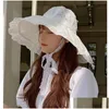 Wide Brim Hats Bucket Summer For Women Black White Lace Hat Beach Sunhat Large Antiuv Cap Womenwide Drop Delivery Fashion Accessor Dh0Si