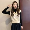 Women's Sweaters Woman Pullover Women's Loose Spring And Autumn Rhombus V-neck Vest Knitted Top Cardigan