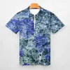 Polo's Blue Abstract Print Polo Shirts Mens Digital Art Casual Shirt Summer Grappige Zipper T-shirts met korte mouwen aangepaste extra grote tops met korte mouwen