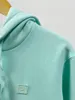 Women's Hoodies Ladies Patch Hooded Sweatshirt 2023 Fall Fresh Mint Green Long Sleeve Pocket Loose Pullover For Women