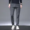 Pantalones de hombre de invierno de lana gruesa ajuste recto hombres de negocios Caballero Casual cintura alta clásico Simple pantalones puros 38