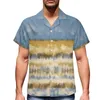 Men's Casual Shirts Textured Design Printed Polynesian Style Luxury Men's Shirt V-Neck Short Sleeve Hawaii Slim Summer Sports