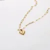 Pendant Necklaces Stainless Steel Peach Heart Gold-plated Necklace Pendants Trendy Clothes For Women Neck Chain Punk Aesthetic Jewelry 2023