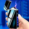 Colorful Metal Alloy Double ARC Lighter Portable USB Charge Windproof Dry Herb Tobacco Cigarette Holder Cigar Handpipe Smoking Lighters Gift Box