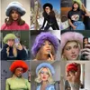Mode dames filles en peluche chapeaux dôme casquette bonnets chaud décoratif pour le printemps automne et les vêtements d'hiver