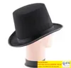 Svart satin filt topp hatt trollkarl gentleman vuxen kostym tuxedo viktoriansk mössa halloween julfest fancy klänning topp hattar gåvor