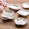 Plates Ceramic Small Plate Cherry Blossoms Dessert Dish Japanese-Style Porcelain Sushi Tray Household Tableware