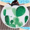 Towel Round Green Plant Print Beach Women Robes Bath Wearable Dress Womens Lady Fast Drying Spa Magical Nightwear Yj0057 Drop Delive Dhb98