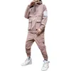 Men's Tracksuits Hooded 2023 Workwear Jacket Pants 2PC Sets Baseball Loose Pullover Coat & Long Mens Clothing