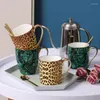 Mugs Porslin Cup Creative Leopard Print Ceramic Mugg Tea Water Coffee Bone Bene Drink Treisils Breakfast Bar Drinkware