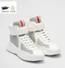 Toppdesign Americas Cup High-Top Sneakers Shoes Bike Fabric Patent Läder Lätt gummi Sole Casual Walking Rabatt Skodon EU38-46