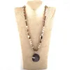 Pendant Necklaces RH Fashion Bohemian Tribal Jewelry Semi Precious Stone Hematite Long Knotted Aegat