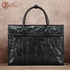 Briefcases Genuine Leather Men's Business Briefcase First Layer Cowhide Luxury Computer Handbag Women High Quality Fashion Messenger Bag